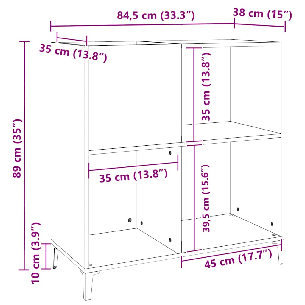 vidaXL Plattenschrank Weiß 84,5x38x89 cm Holzwerkstoff