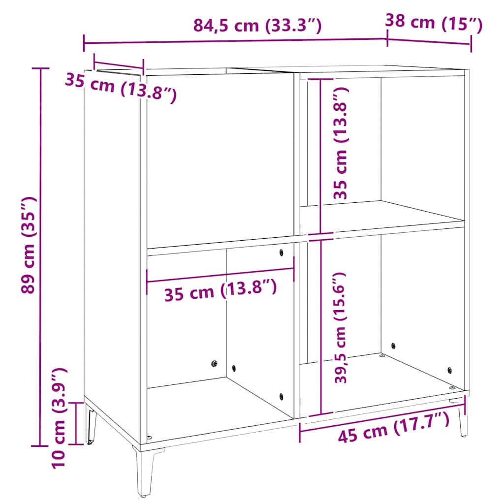 vidaXL Plattenschrank Sonoma-Eiche 84,5x38x89 cm Holzwerkstoff