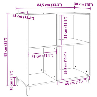 vidaXL Plattenschrank Braun Eichen-Optik 84,5x38x89 cm Holzwerkstoff