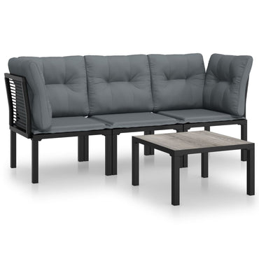 vidaXL Ensemble de mobilier de jardin 4 pcs Noir et gris Résine tressée