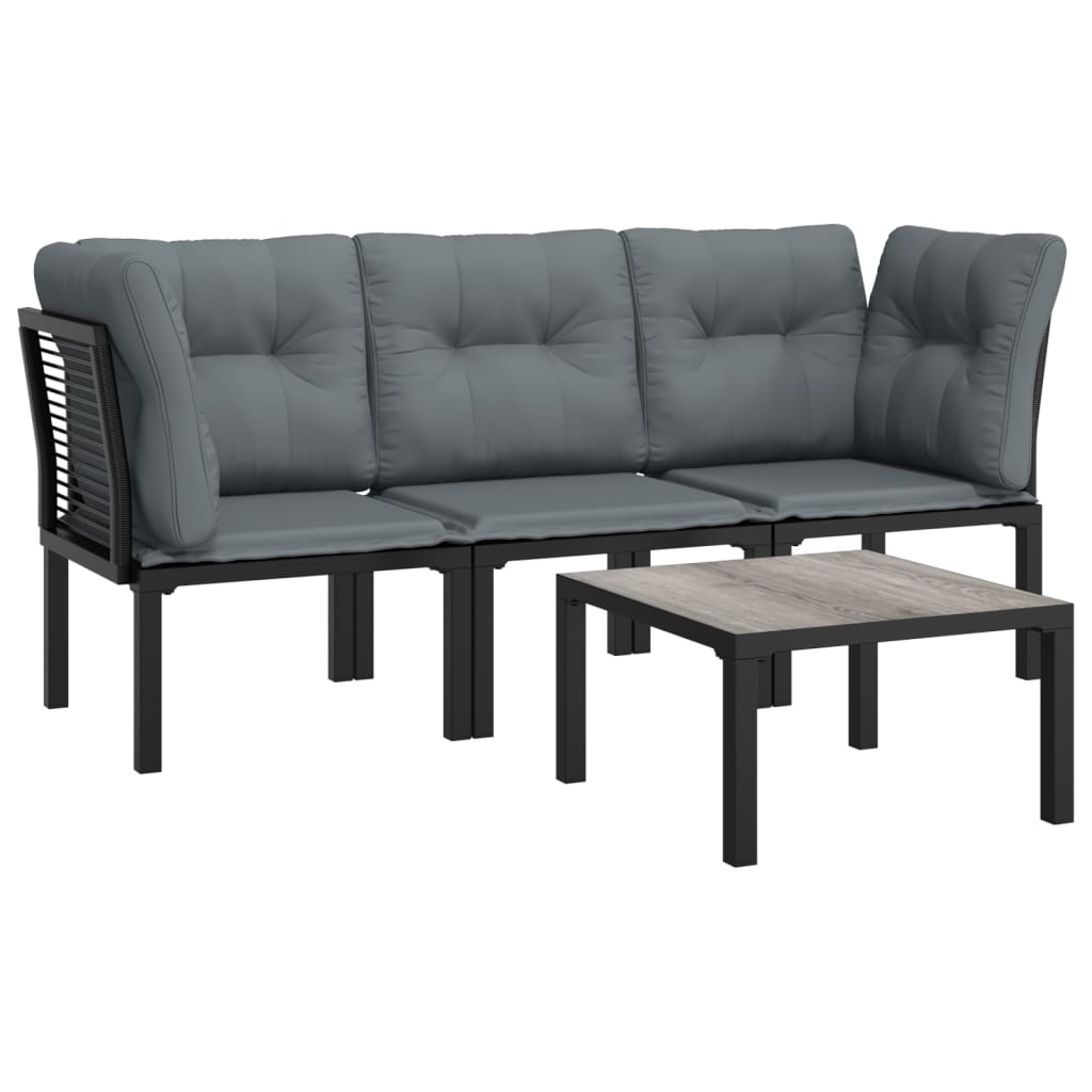 vidaXL 4-tlg. Garten-Lounge-Set Schwarz und Grau Poly Rattan