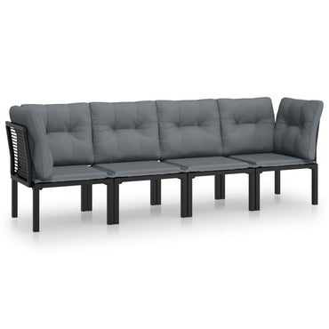 vidaXL Ensemble de mobilier de jardin 4 pcs Noir et gris Résine tressée