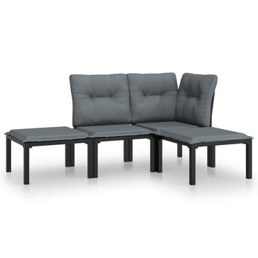 vidaXL Ensemble de mobilier de jardin 4 pcs Noir et gris Résine tressée