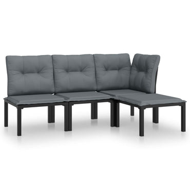 vidaXL Salon de jardin 4 pcs Noir et Gris Résine tressée