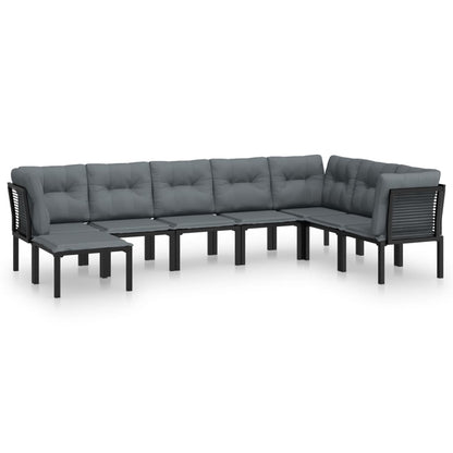 8-tlg. Garten-Lounge-Set Schwarz und Grau Poly Rattan