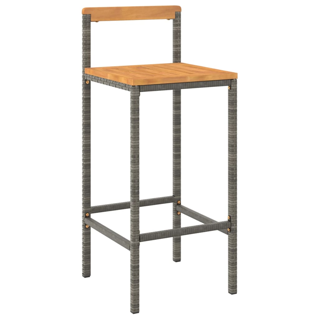 vidaXL 5-tlg. Gartenbar-Set Grau Poly Rattan & Massivholz Akazie
