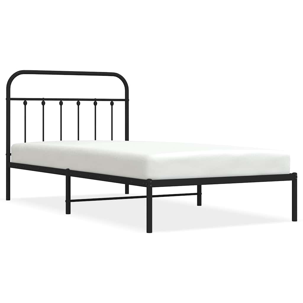 vidaXL Cadre de lit avec tête de lit Métal Noir 100x200 cm