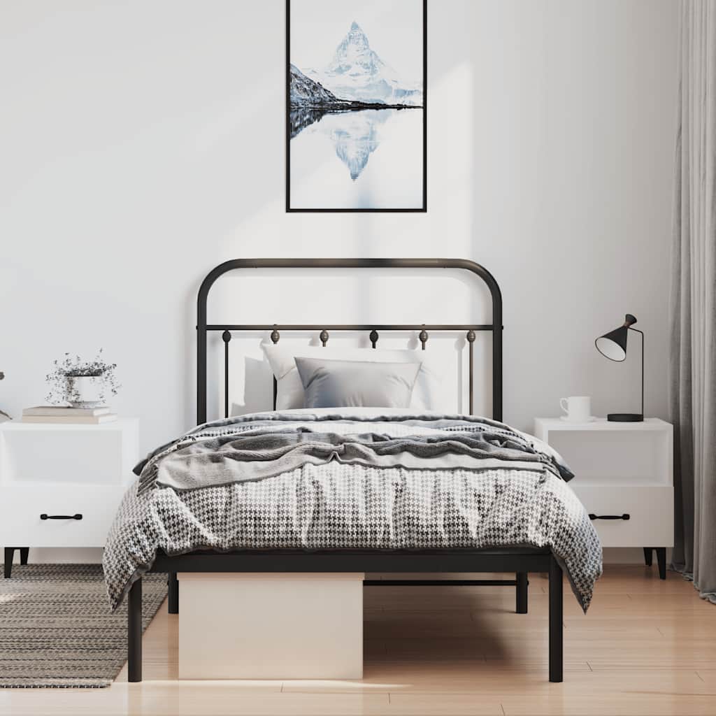 vidaXL Cadre de lit avec tête de lit Métal Noir 100x200 cm