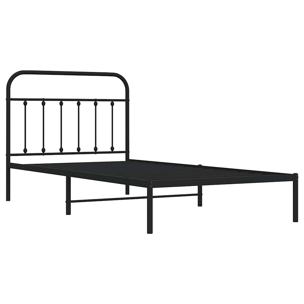 vidaXL Cadre de lit avec tête de lit Métal Noir 100x200 cm
