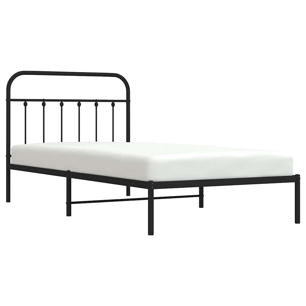 vidaXL Cadre de lit avec tête de lit Métal Noir 100x200 cm