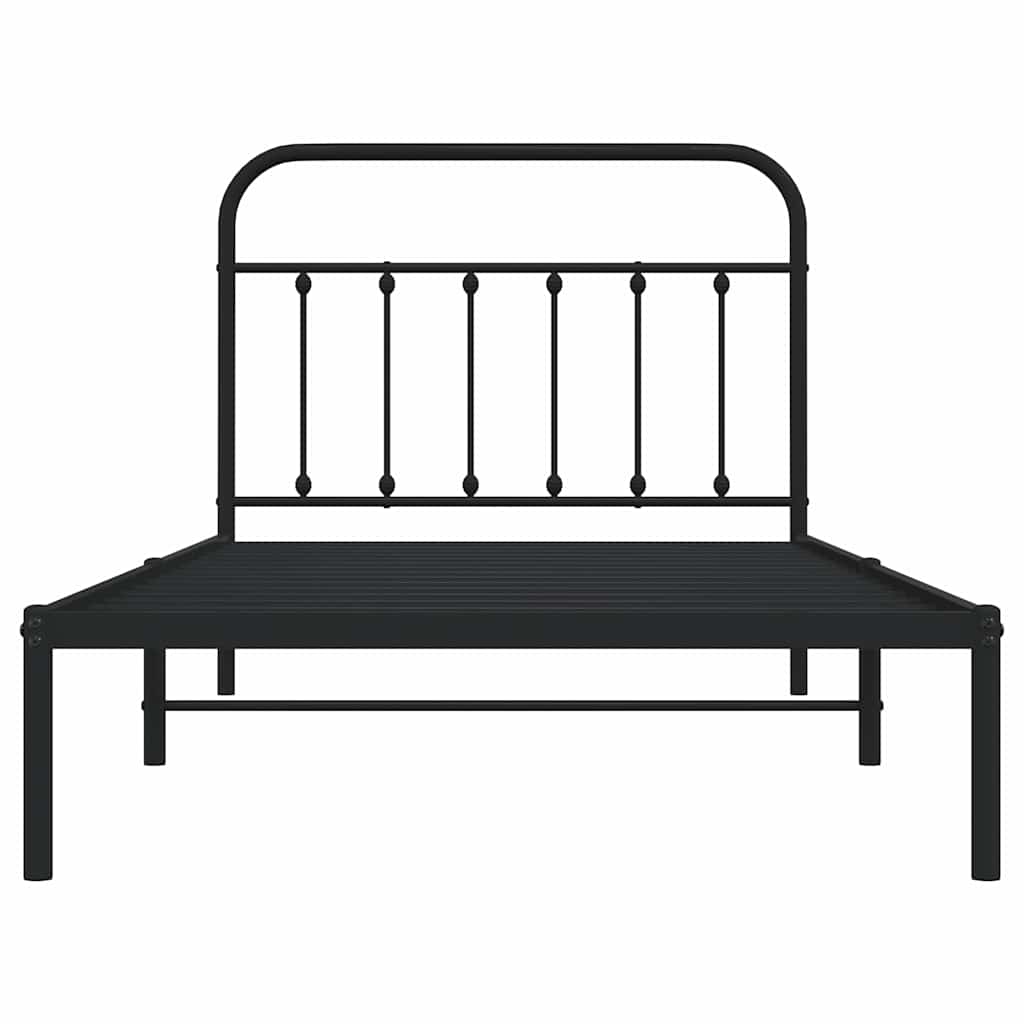 vidaXL Cadre de lit avec tête de lit Métal Noir 100x200 cm