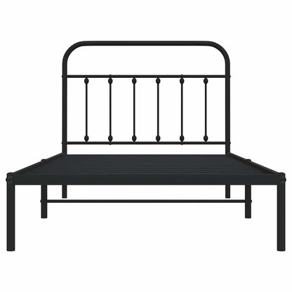 vidaXL Cadre de lit avec tête de lit Métal Noir 100x200 cm