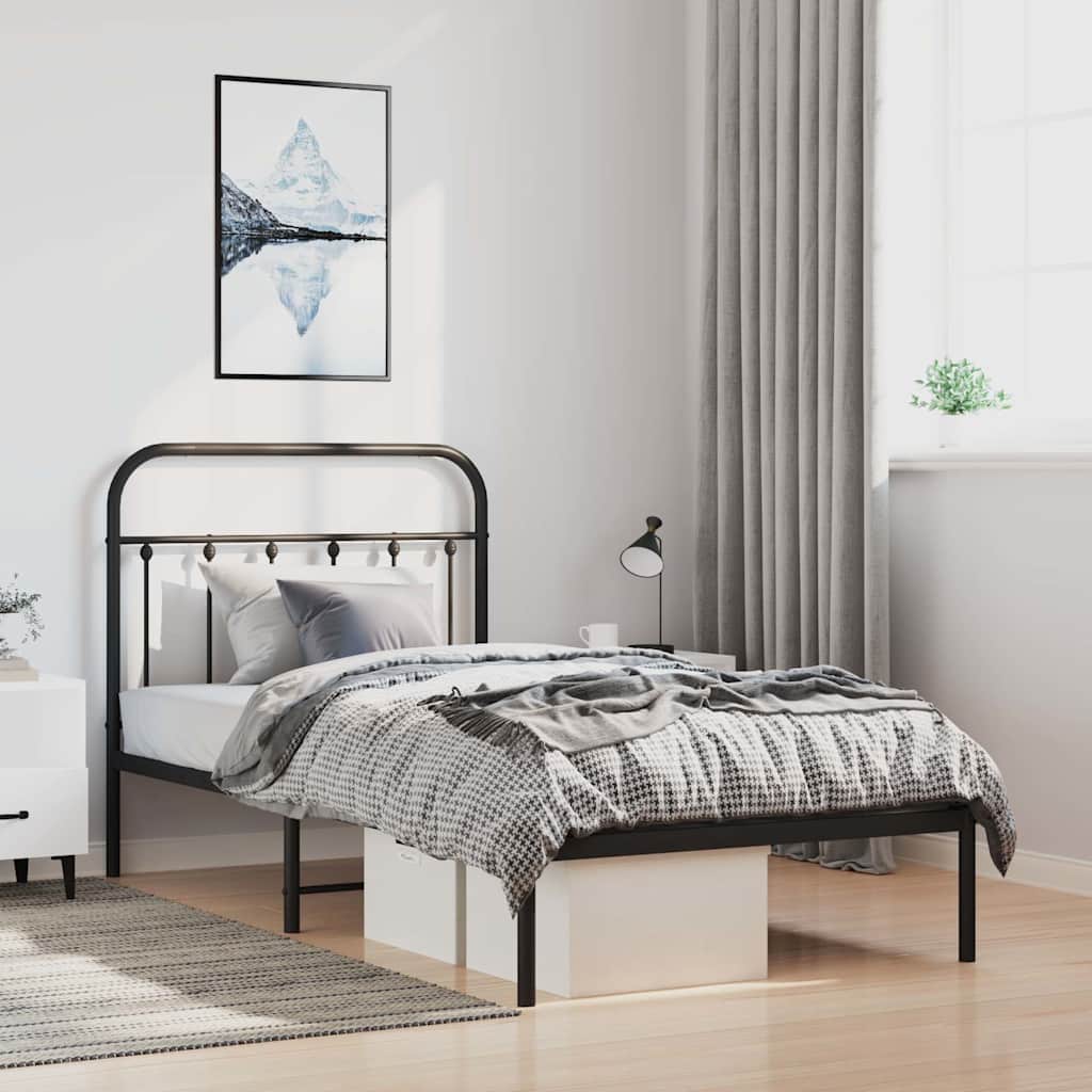 vidaXL Cadre de lit avec tête de lit Métal Noir 100x200 cm
