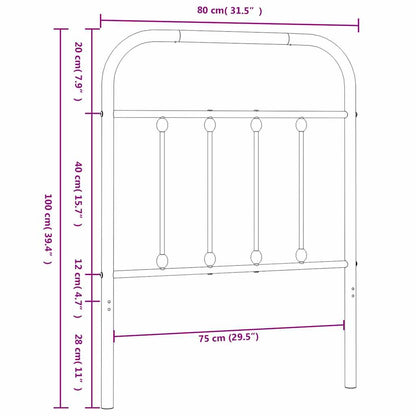 vidaXL Ersatz-Kopfteil Metall Schwarz 75 cm