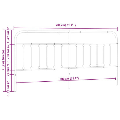 vidaXL Ersatz-Kopfteil Metall Schwarz 200 cm