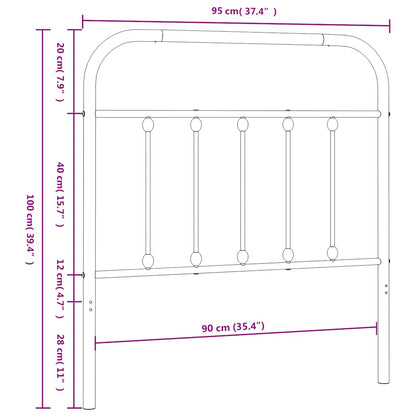 vidaXL Ersatz-Kopfteil Metall Weiß 90 cm