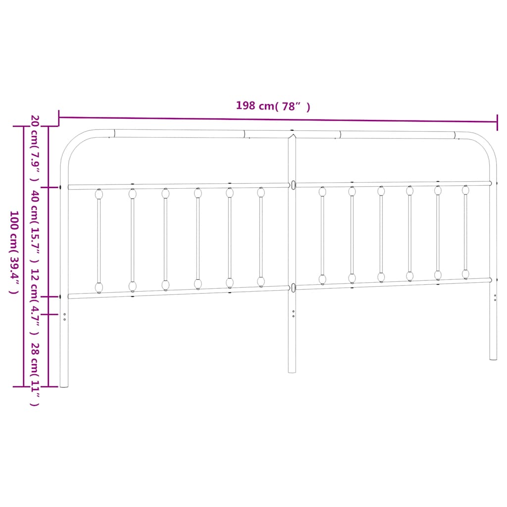 vidaXL Ersatz-Kopfteil Metall Weiß 193 cm