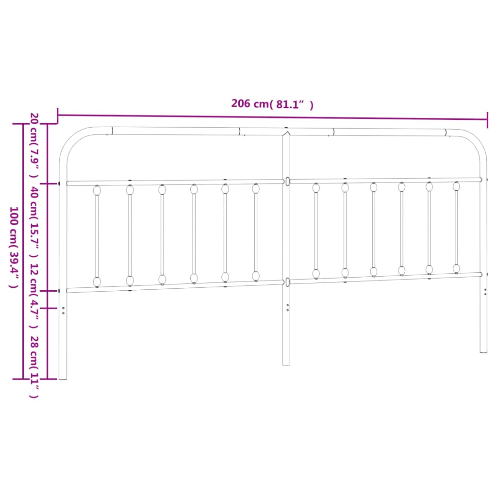 vidaXL Ersatz-Kopfteil Metall Weiß 200 cm