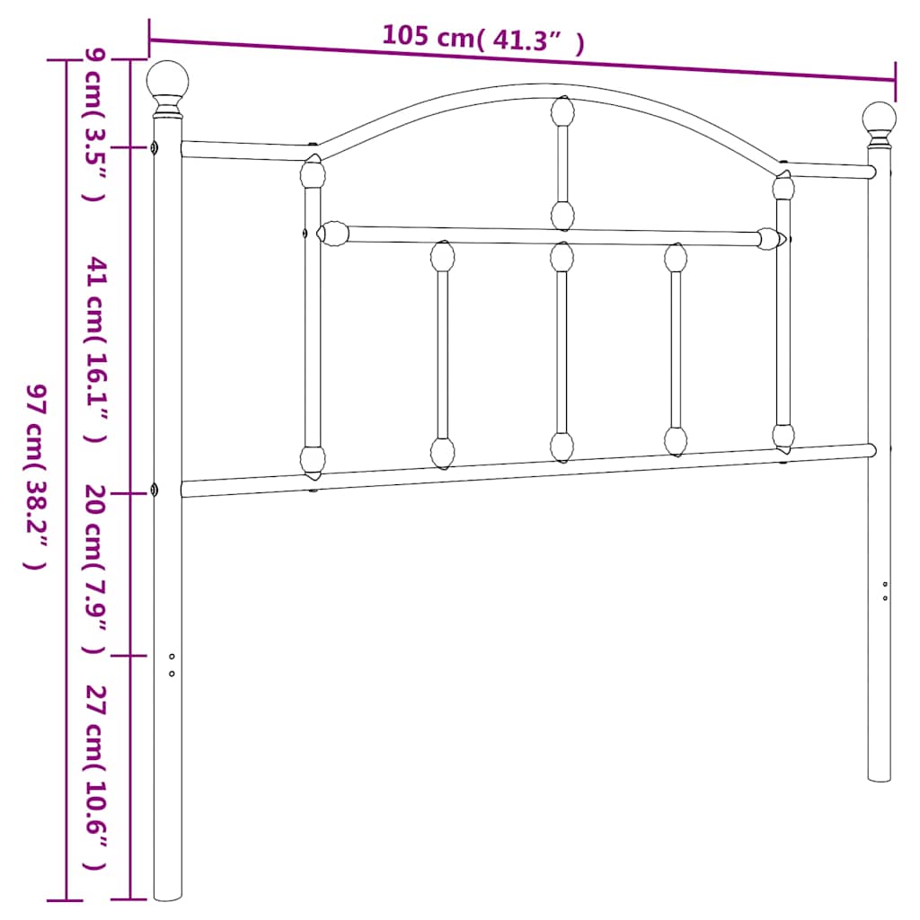 vidaXL Ersatz-Kopfteil Metall Schwarz 100 cm