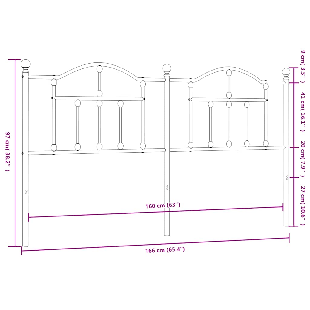 vidaXL Ersatz-Kopfteil Metall Schwarz 160 cm