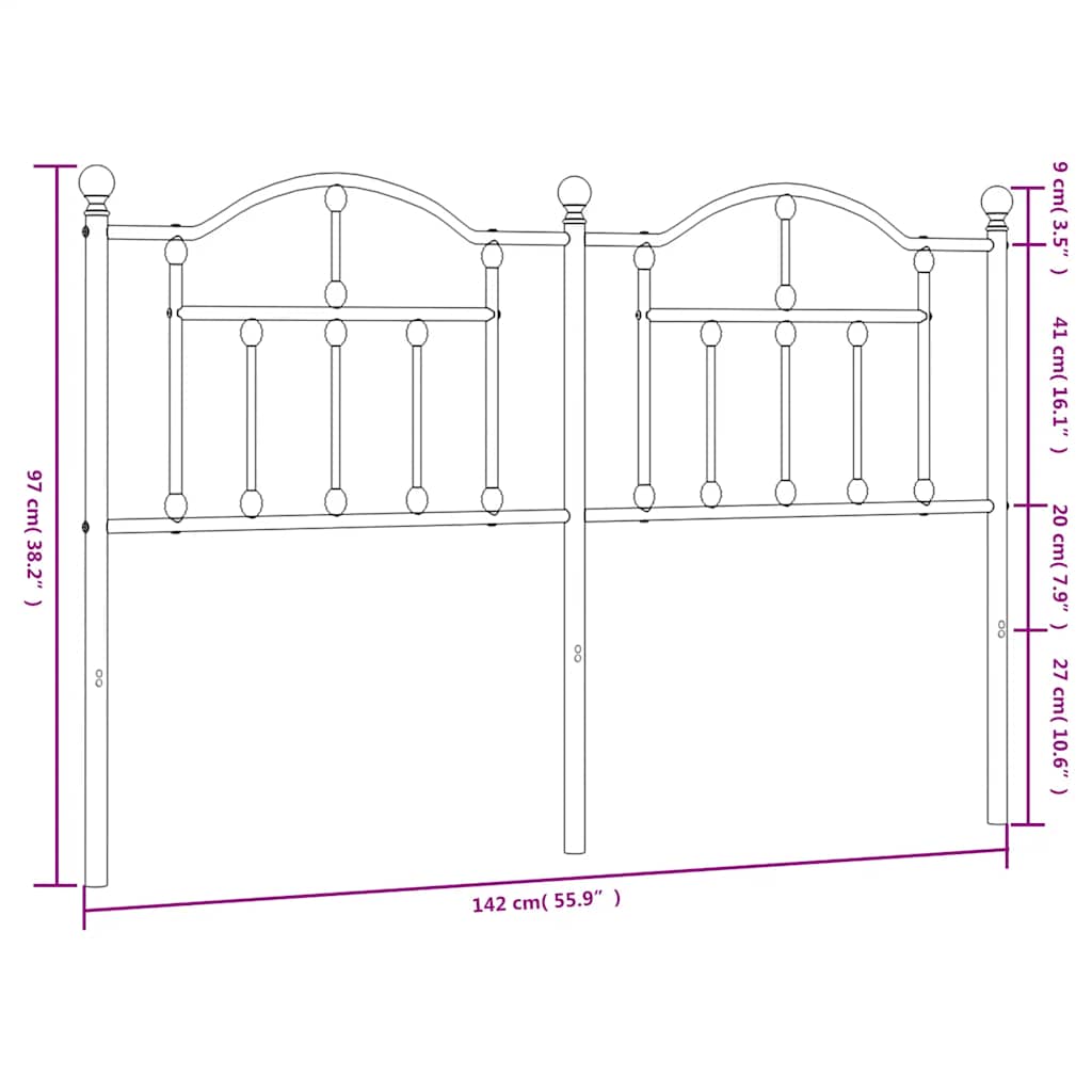 vidaXL Ersatz-Kopfteil Metall Weiß 135 cm