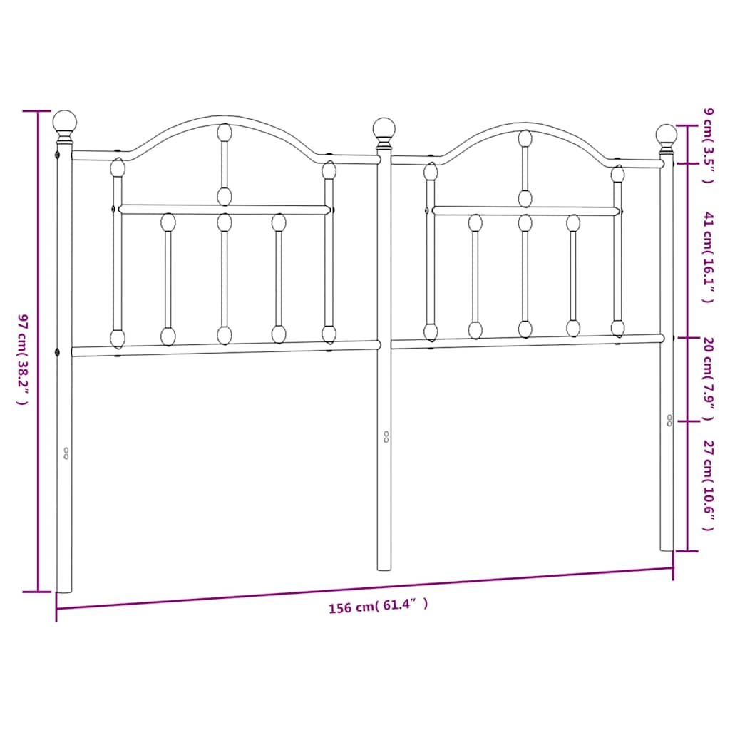 vidaXL Ersatz-Kopfteil Metall Weiß 150 cm