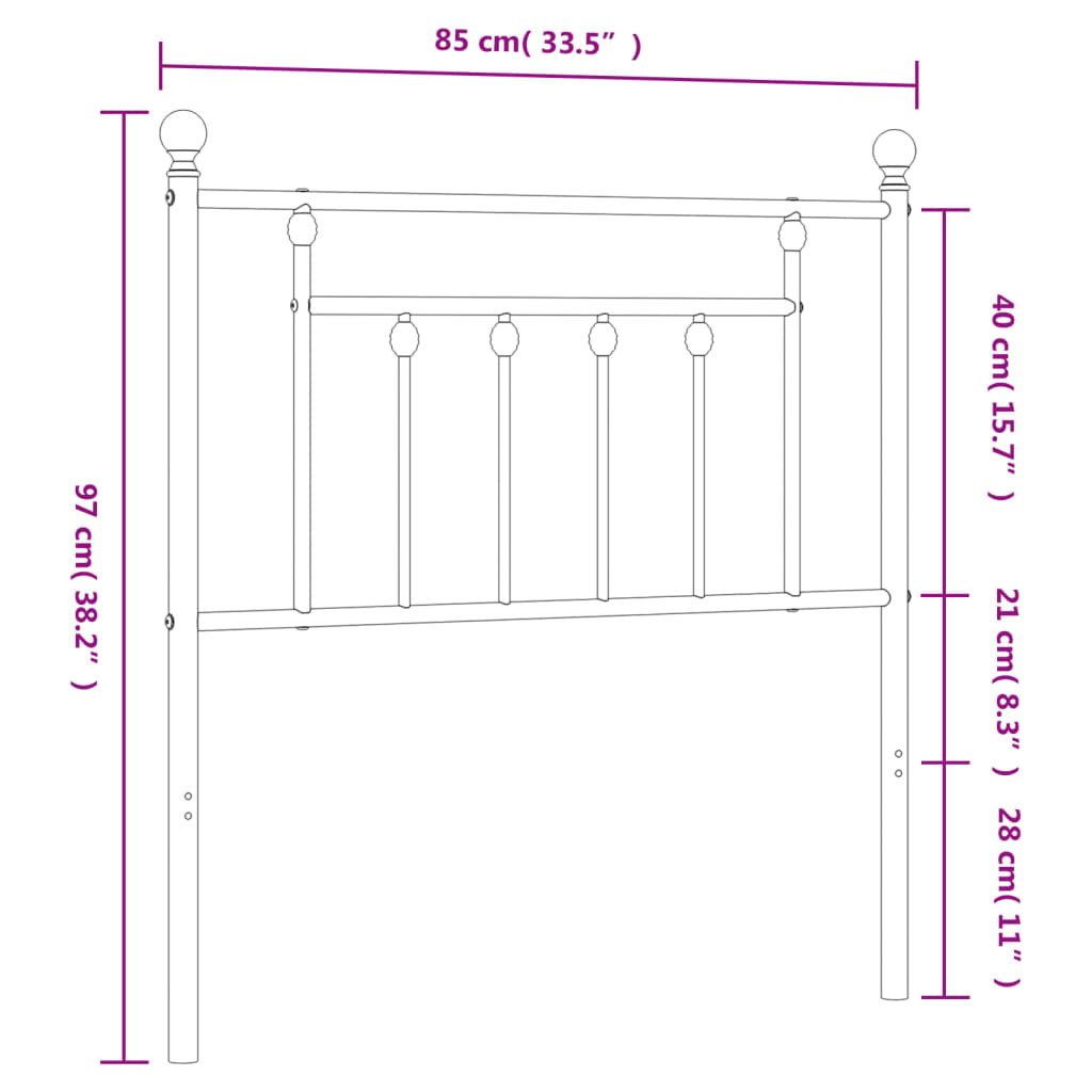 vidaXL Ersatz-Kopfteil Metall Schwarz 80 cm