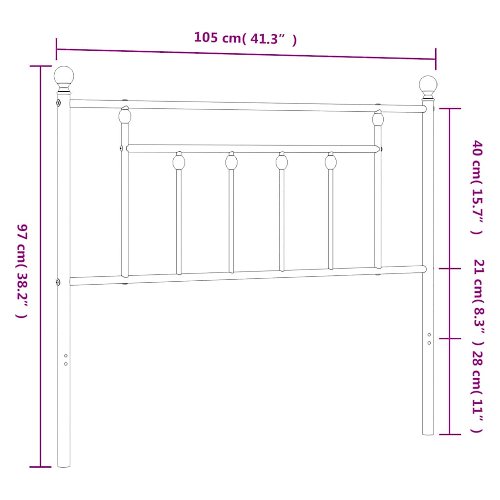 vidaXL Ersatz-Kopfteil Metall Schwarz 100 cm
