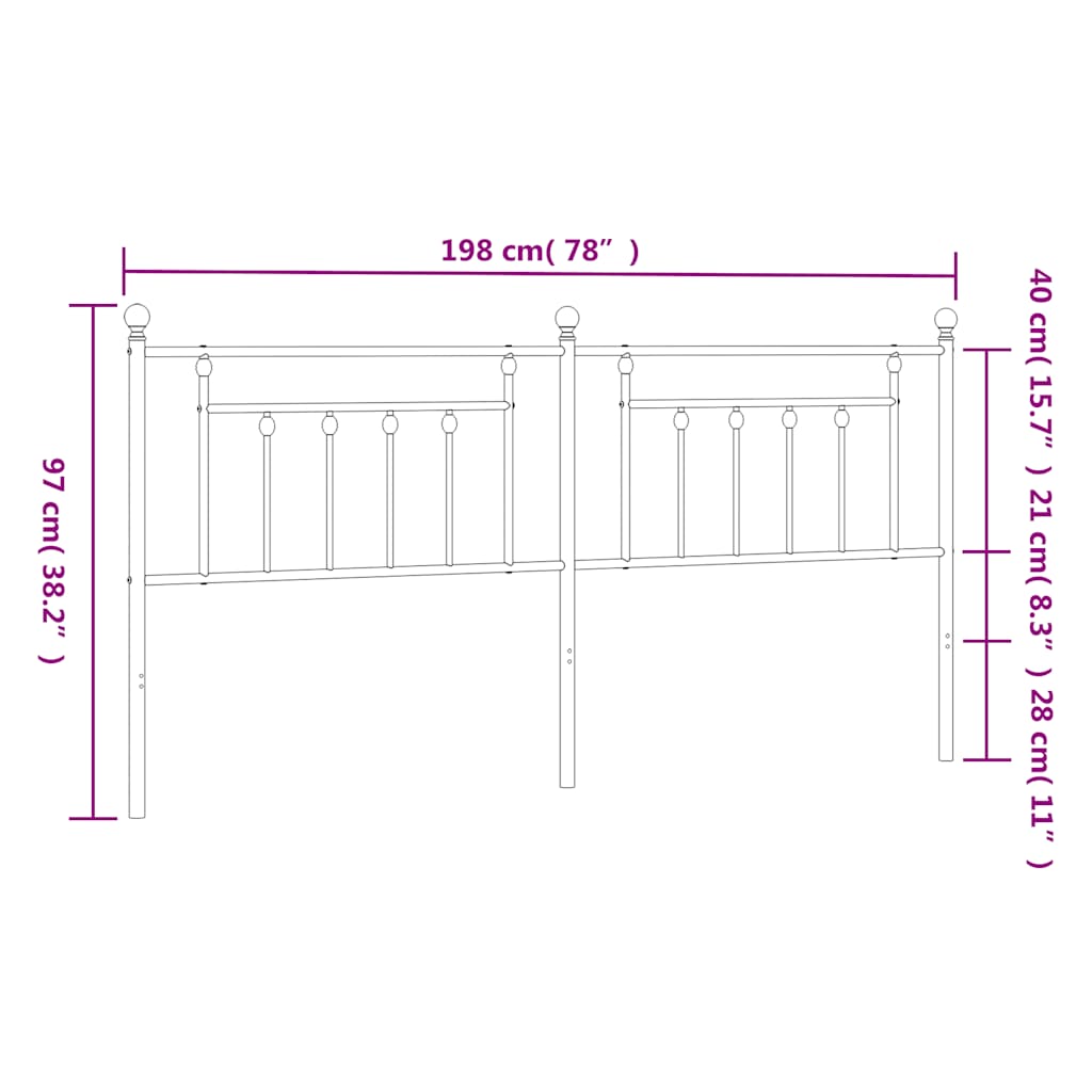 vidaXL Ersatz-Kopfteil Metall Schwarz 193 cm