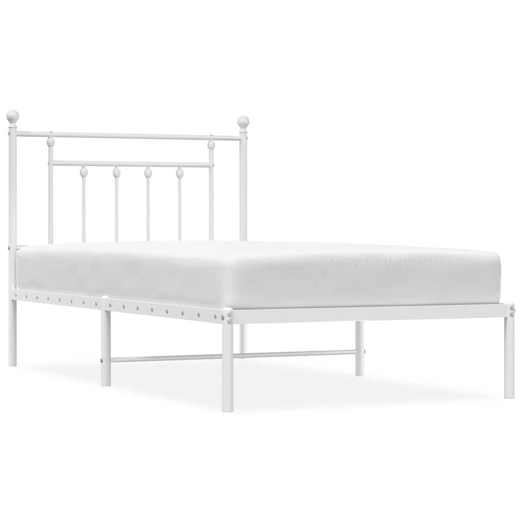 vidaXL Bettgestell mit Kopfteil Metall Weiß 100x190 cm