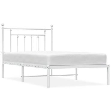 vidaXL Bettgestell mit Kopfteil Metall Weiß 100x190 cm
