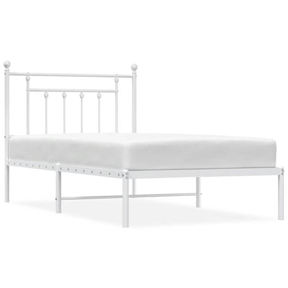 vidaXL Bettgestell mit Kopfteil Metall Weiß 100x190 cm