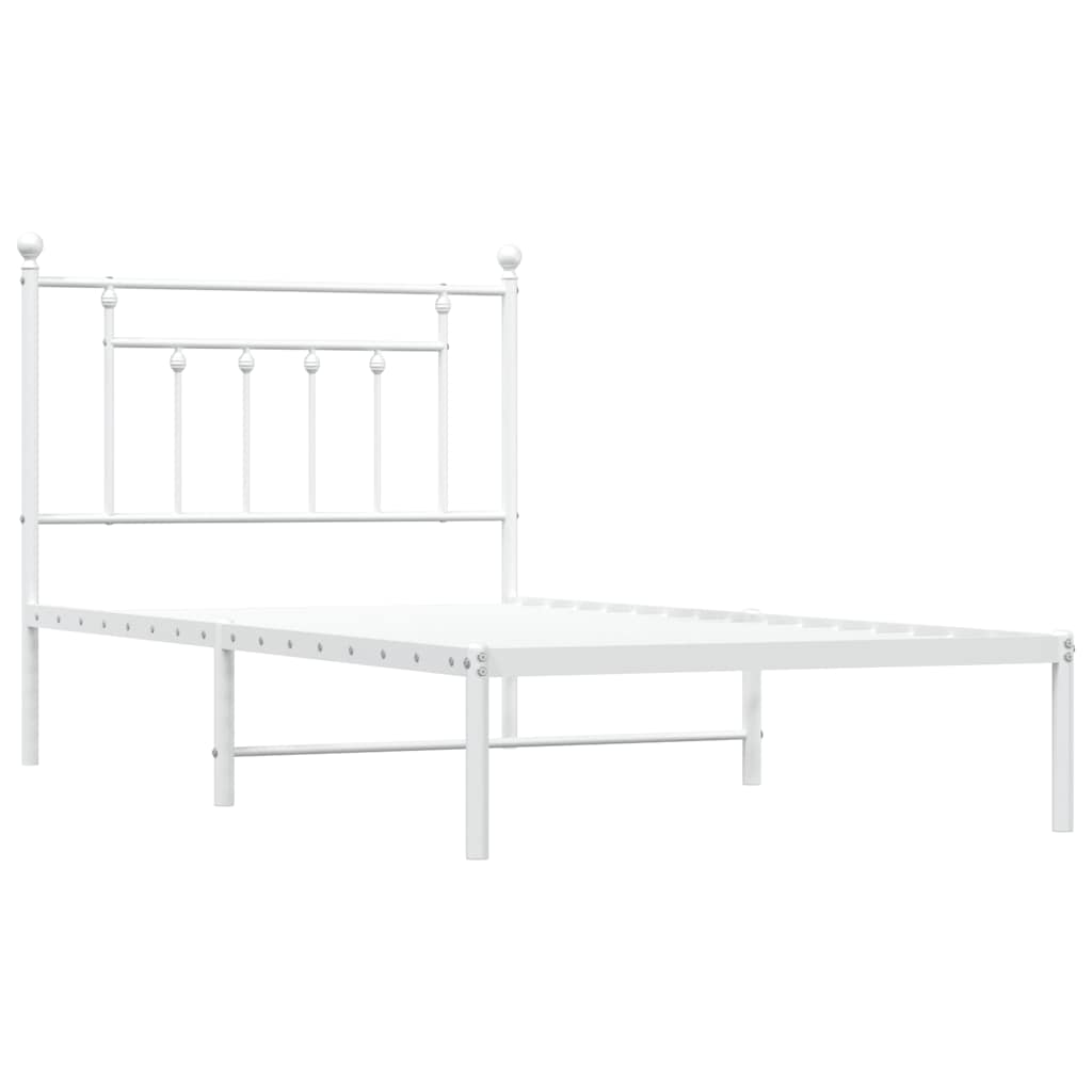 vidaXL Bettgestell mit Kopfteil Metall Weiß 100x190 cm