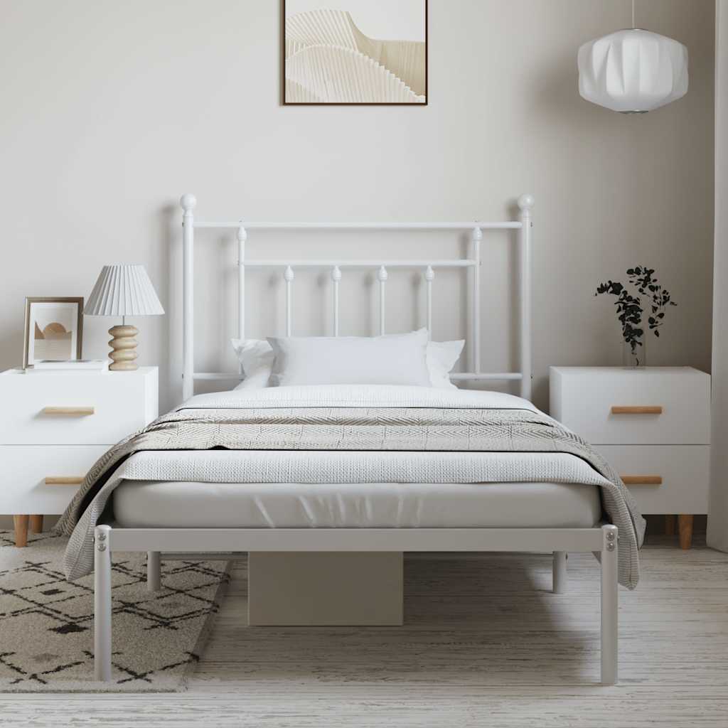 vidaXL Bettgestell mit Kopfteil Metall Weiß 100x190 cm