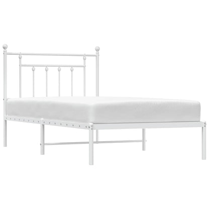vidaXL Bettgestell mit Kopfteil Metall Weiß 100x190 cm