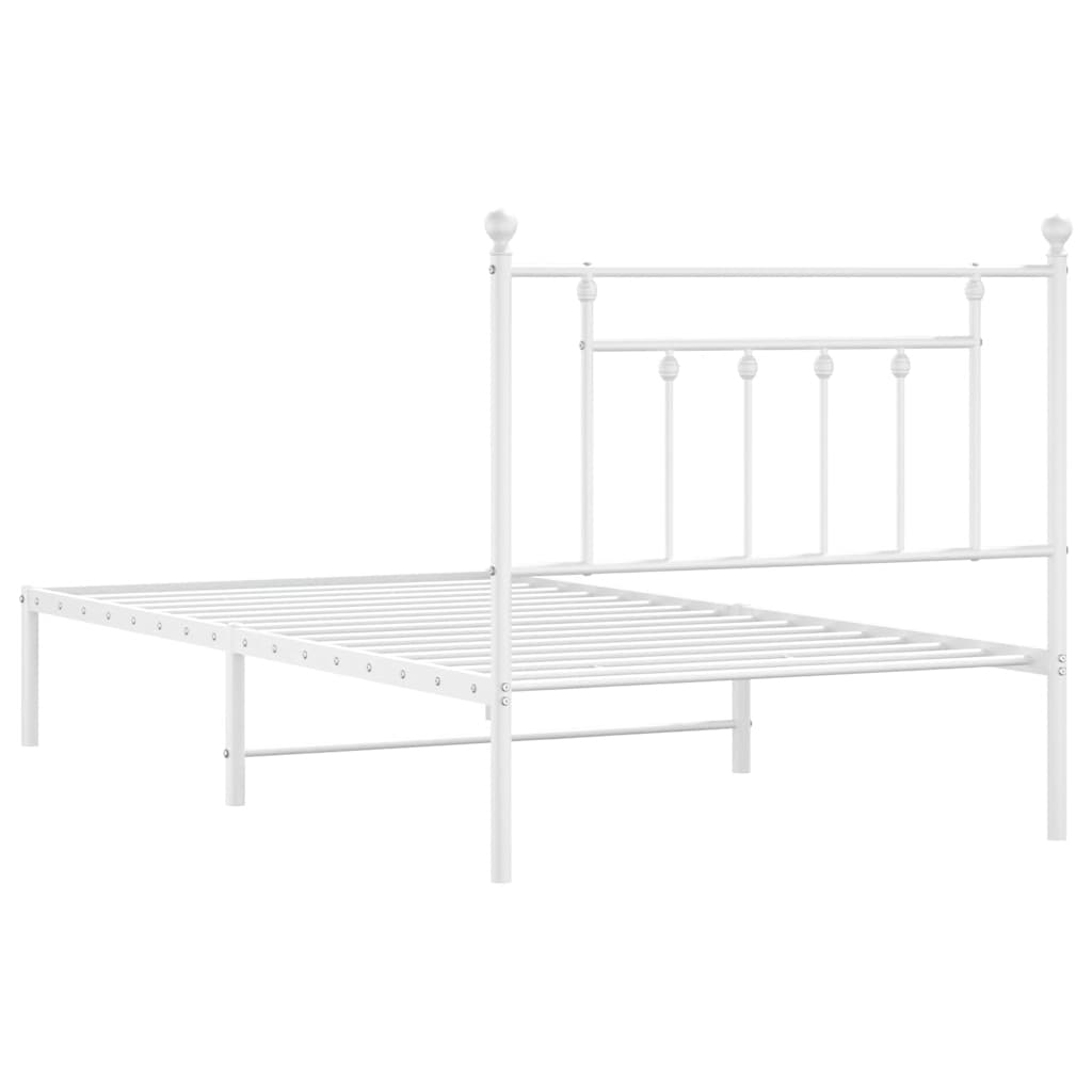 vidaXL Bettgestell mit Kopfteil Metall Weiß 100x190 cm