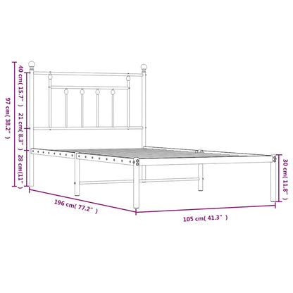 vidaXL Bettgestell mit Kopfteil Metall Weiß 100x190 cm