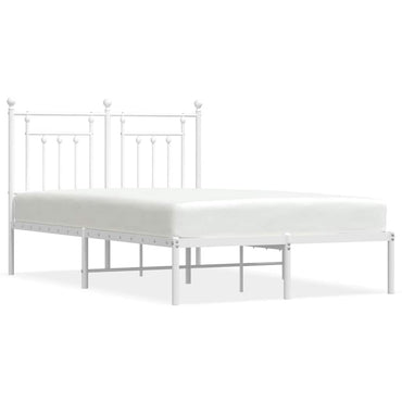 vidaXL Cadre de lit avec tête de lit en métal blanc 135x190 cm
