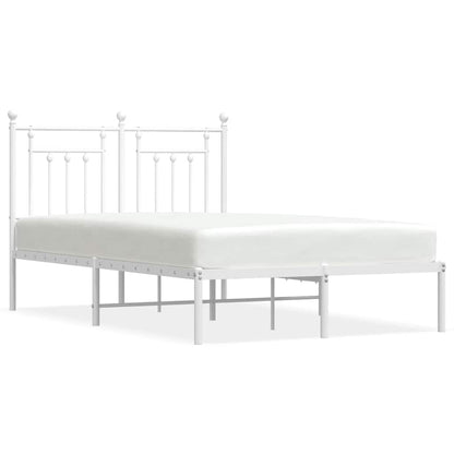vidaXL Cadre de lit avec tête de lit en métal blanc 135x190 cm