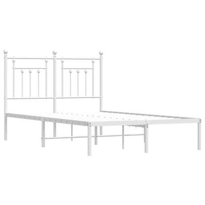 vidaXL Cadre de lit avec tête de lit en métal blanc 135x190 cm