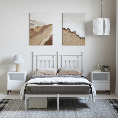 vidaXL Cadre de lit avec tête de lit en métal blanc 135x190 cm