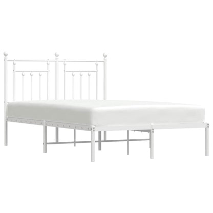 vidaXL Cadre de lit avec tête de lit en métal blanc 135x190 cm
