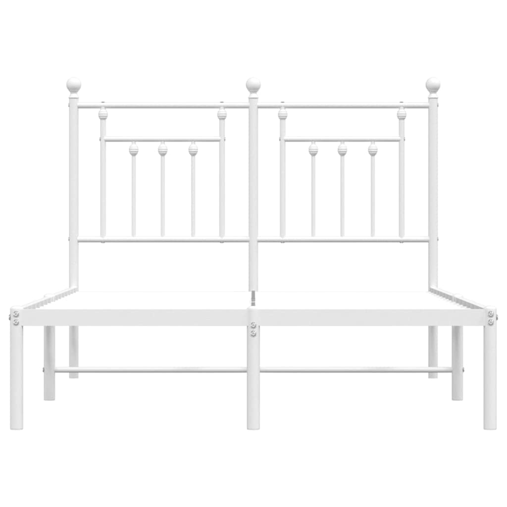 vidaXL Cadre de lit avec tête de lit en métal blanc 135x190 cm