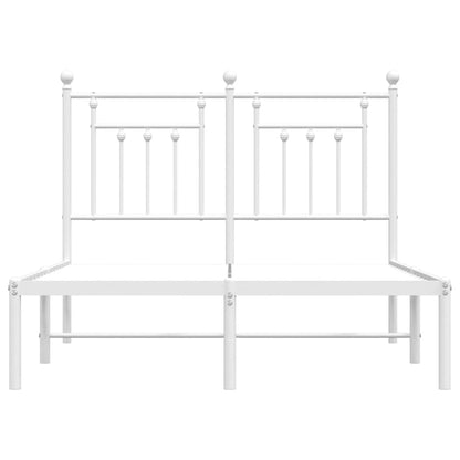 vidaXL Cadre de lit avec tête de lit en métal blanc 135x190 cm