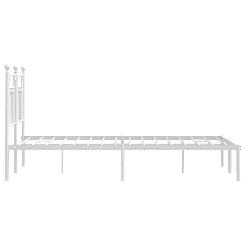 vidaXL Cadre de lit avec tête de lit en métal blanc 135x190 cm