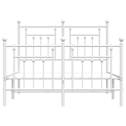 vidaXL Bettgestell mit Kopf- und Fußteil Metall Weiß 135x190 cm