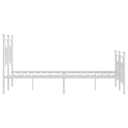 vidaXL Bettgestell mit Kopf- und Fußteil Metall Weiß 135x190 cm