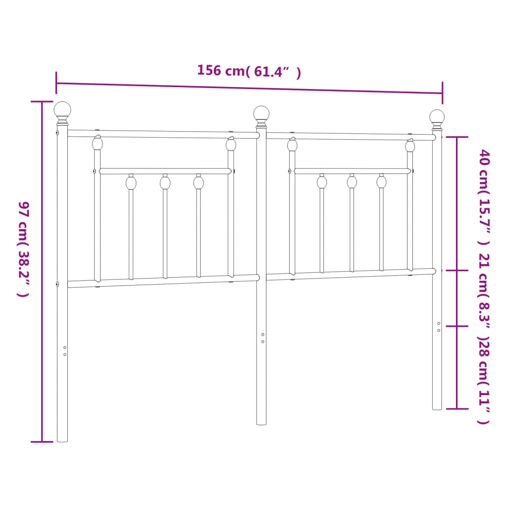 vidaXL Ersatz-Kopfteil Metall Weiß 150 cm