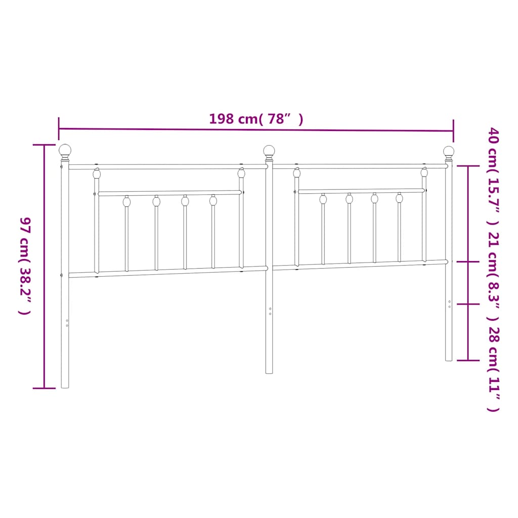 vidaXL Ersatz-Kopfteil Metall Weiß 193 cm