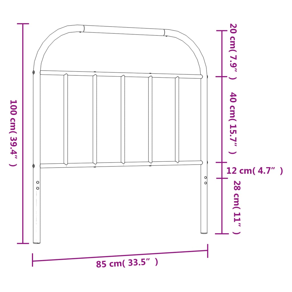 vidaXL Ersatz-Kopfteil Metall Schwarz 80 cm